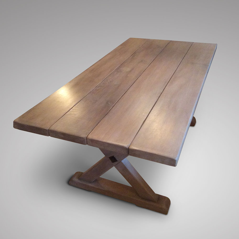 A Limed Waxed Finished Oak Refectory Table